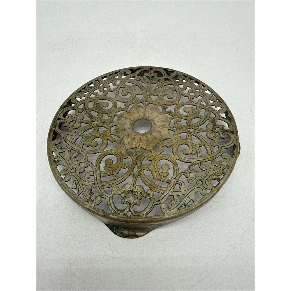 Vintage Silverplate English Pierced Trivet by Manco Made In England